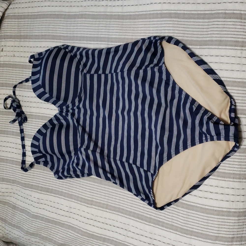 Navy Striped One-piece Size L